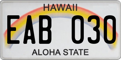 HI license plate EAB030
