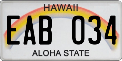 HI license plate EAB034