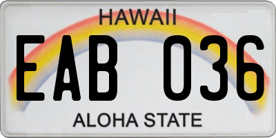 HI license plate EAB036