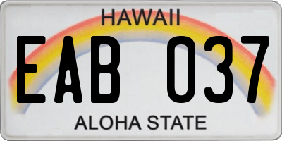 HI license plate EAB037