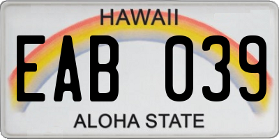 HI license plate EAB039