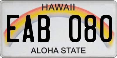 HI license plate EAB080