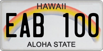 HI license plate EAB100
