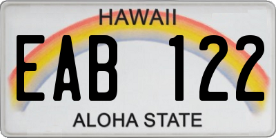 HI license plate EAB122