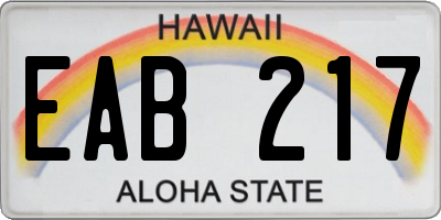 HI license plate EAB217