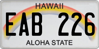HI license plate EAB226