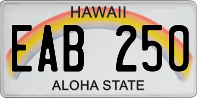 HI license plate EAB250