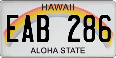 HI license plate EAB286