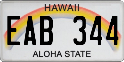 HI license plate EAB344
