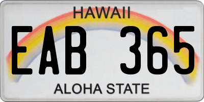 HI license plate EAB365