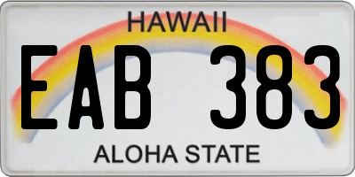 HI license plate EAB383