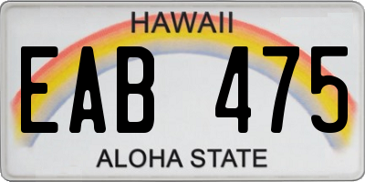 HI license plate EAB475
