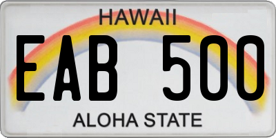 HI license plate EAB500