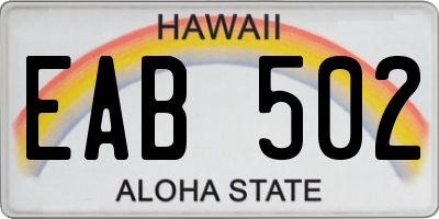 HI license plate EAB502