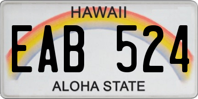 HI license plate EAB524