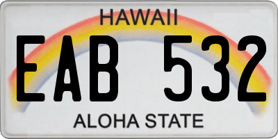 HI license plate EAB532