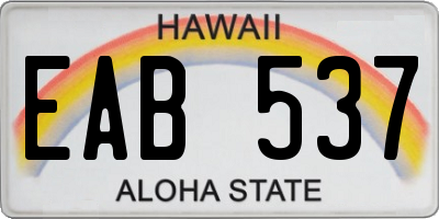 HI license plate EAB537