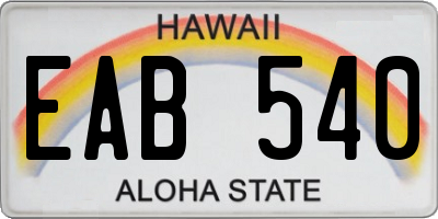 HI license plate EAB540