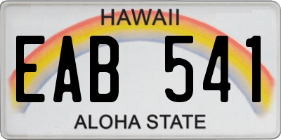 HI license plate EAB541