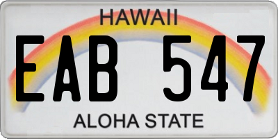 HI license plate EAB547