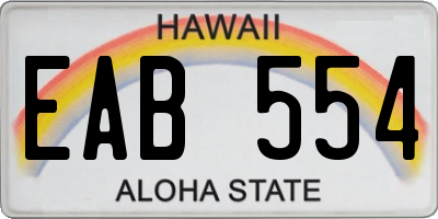 HI license plate EAB554