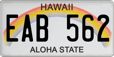 HI license plate EAB562