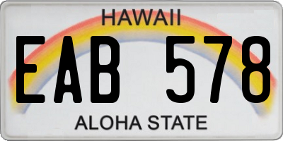 HI license plate EAB578