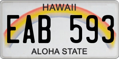 HI license plate EAB593