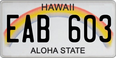 HI license plate EAB603