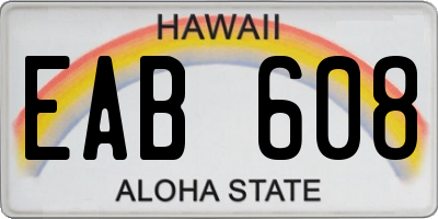 HI license plate EAB608