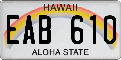 HI license plate EAB610