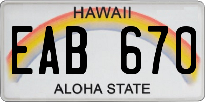 HI license plate EAB670