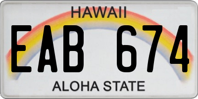 HI license plate EAB674
