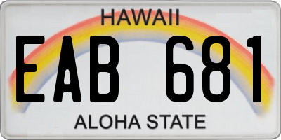 HI license plate EAB681