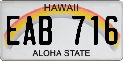 HI license plate EAB716
