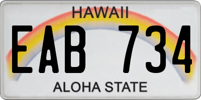 HI license plate EAB734
