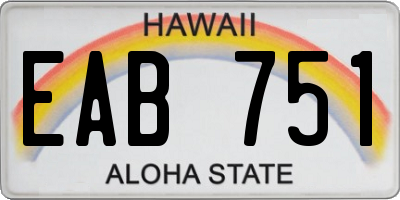 HI license plate EAB751