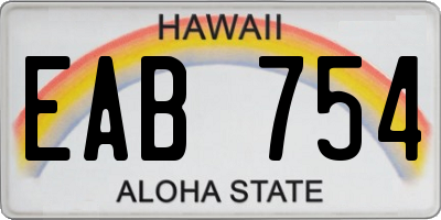 HI license plate EAB754