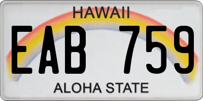 HI license plate EAB759
