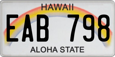 HI license plate EAB798