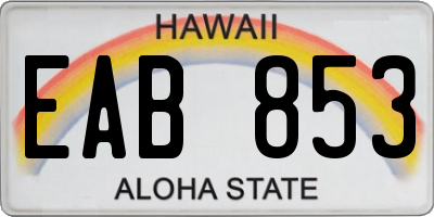 HI license plate EAB853