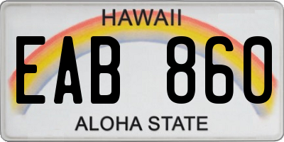 HI license plate EAB860