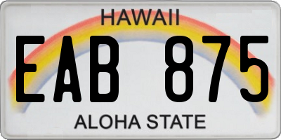 HI license plate EAB875