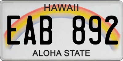 HI license plate EAB892