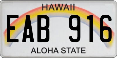 HI license plate EAB916