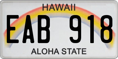 HI license plate EAB918