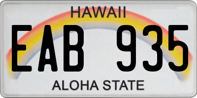HI license plate EAB935