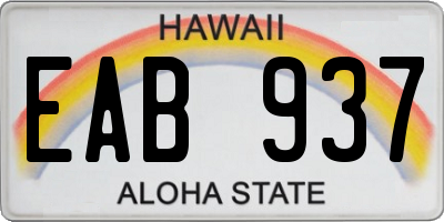 HI license plate EAB937