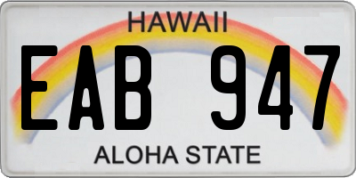 HI license plate EAB947