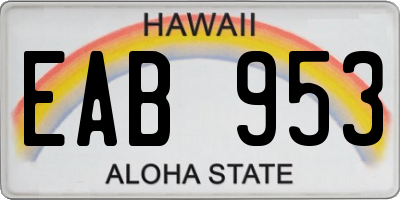 HI license plate EAB953